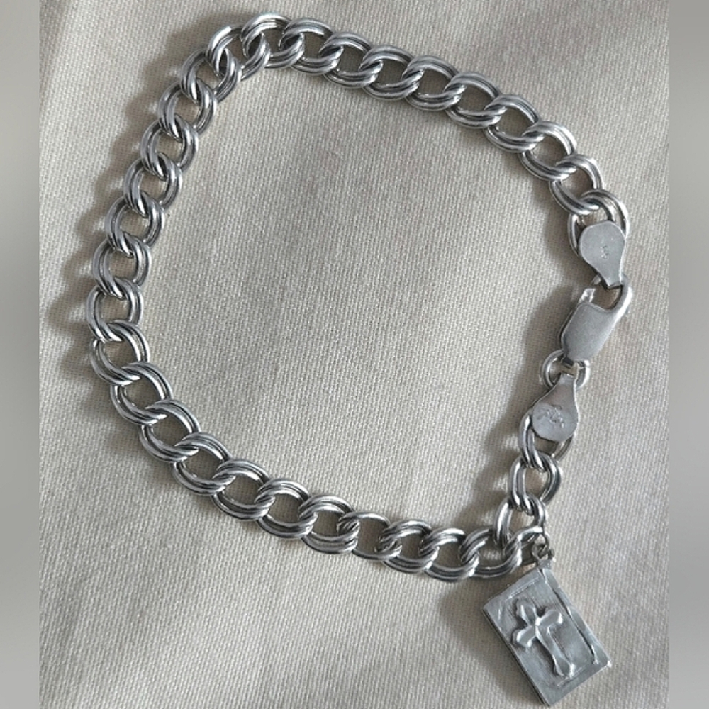 Silver 925 Chain Charm Bracelet 3D Bible Charm